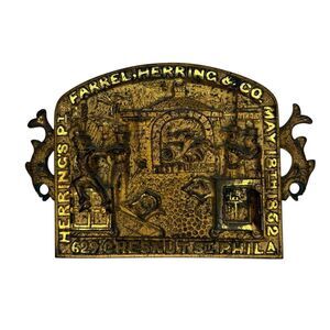 FARREL HERRING & Co FIREPROOF SAFE Antique Plaque Sign p1852 PHILADELPHIA Ornate